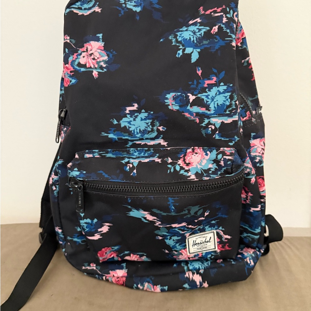 Herschel Supply Company Black and Pink Backpack Floral Design